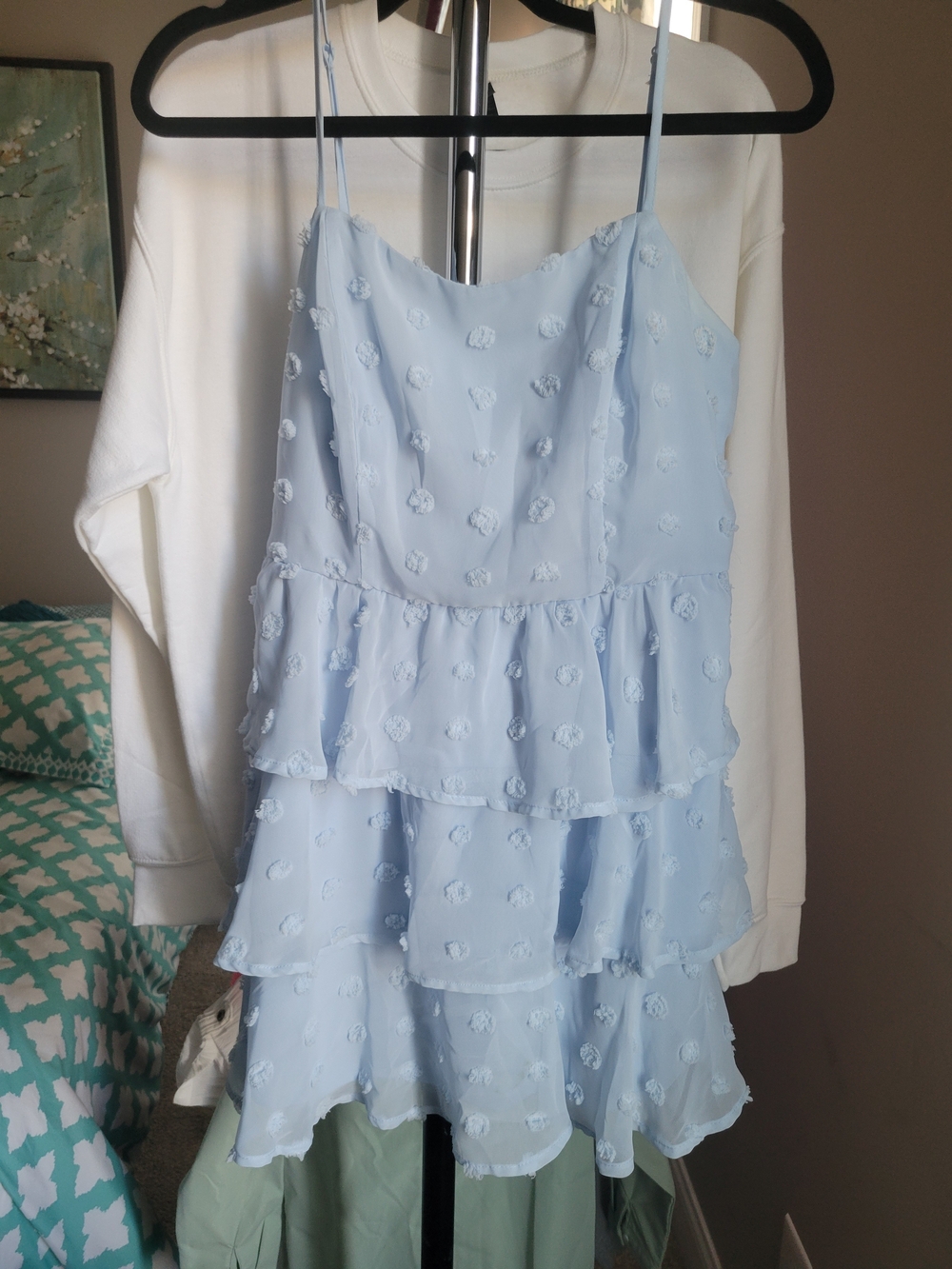 miami Light Blue Tiered Mini Dress